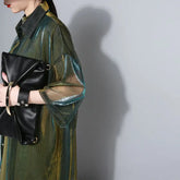 Lapel Three-quarter Sleeve Loose Blouse